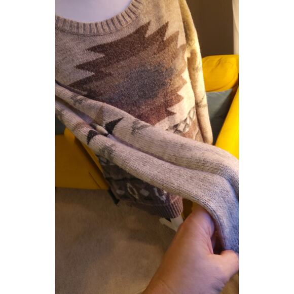 Y2K American Eagle Aztec tribal sweater size S Wool blend neutrals nordic USA - Picture 7 of 8